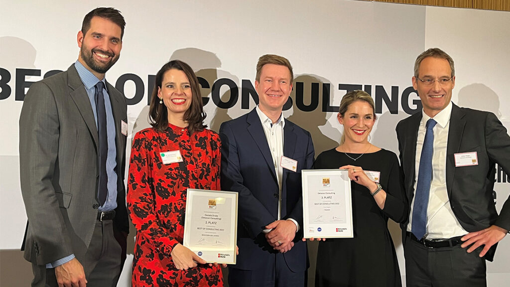 Third place in the Finance category: from left to right: Pascal Scheffler (formerly Uniper), Daniela Drube, Stephan van Aaken (Uniper), Karla Blanke, Volker Rieger