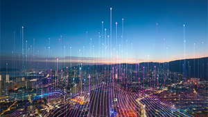 A city with glowing connections